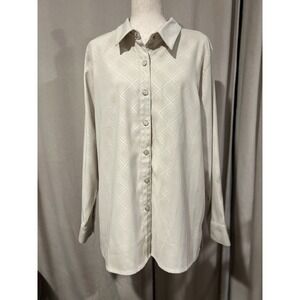 Denim And Co. Women's‎ Pearl Snap Shirt Xl Cream Color